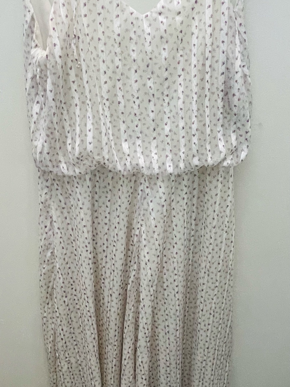 Vintage Floral Print Cream Maxi Dress